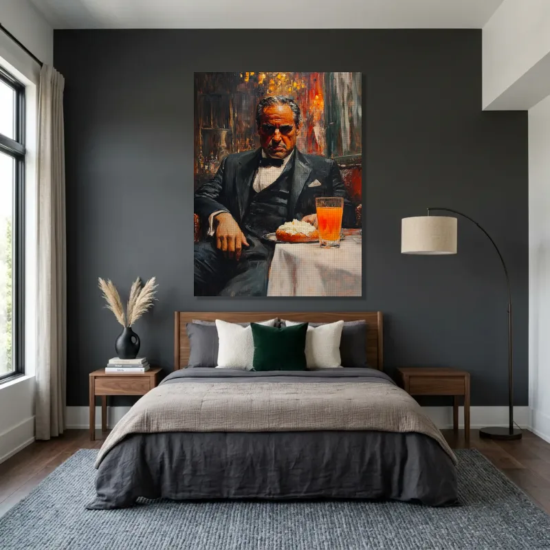 Tableau mafia parrain à table – Toile sur châssis