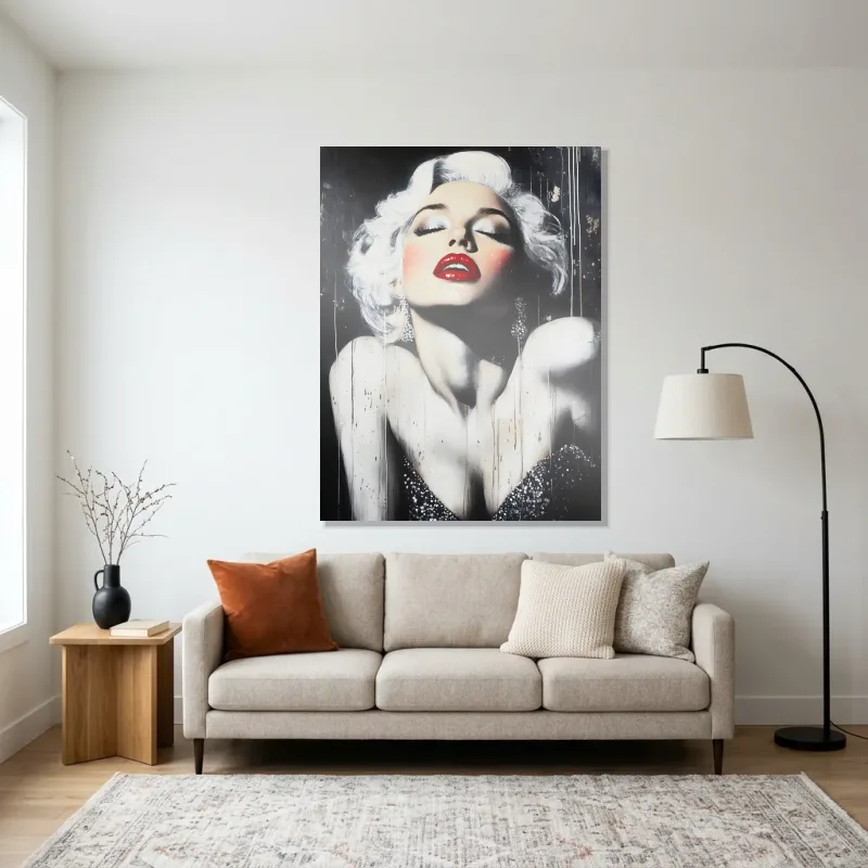 Tableau Marilyn Monroe glam red – Aluminium Brillant