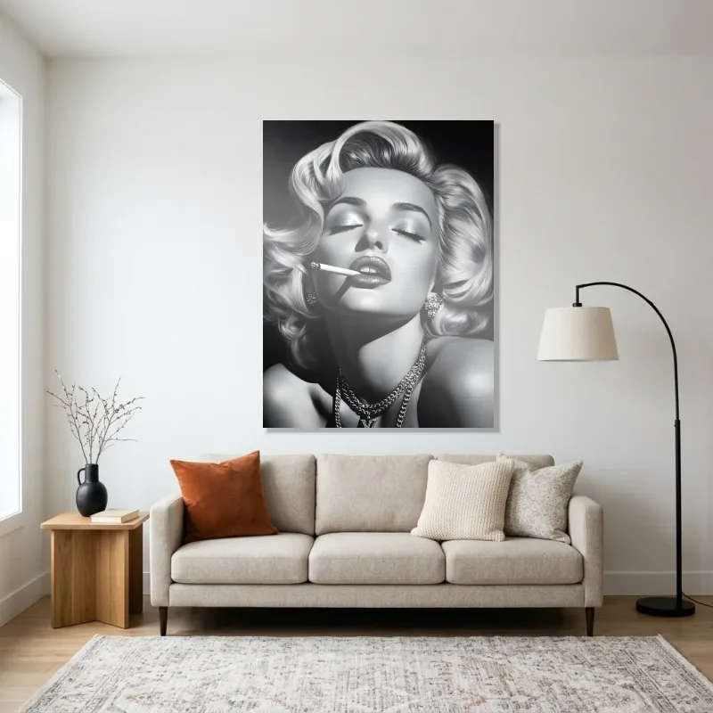 Tableau Marilyn Monroe smoke glamour – Aluminium Brillant