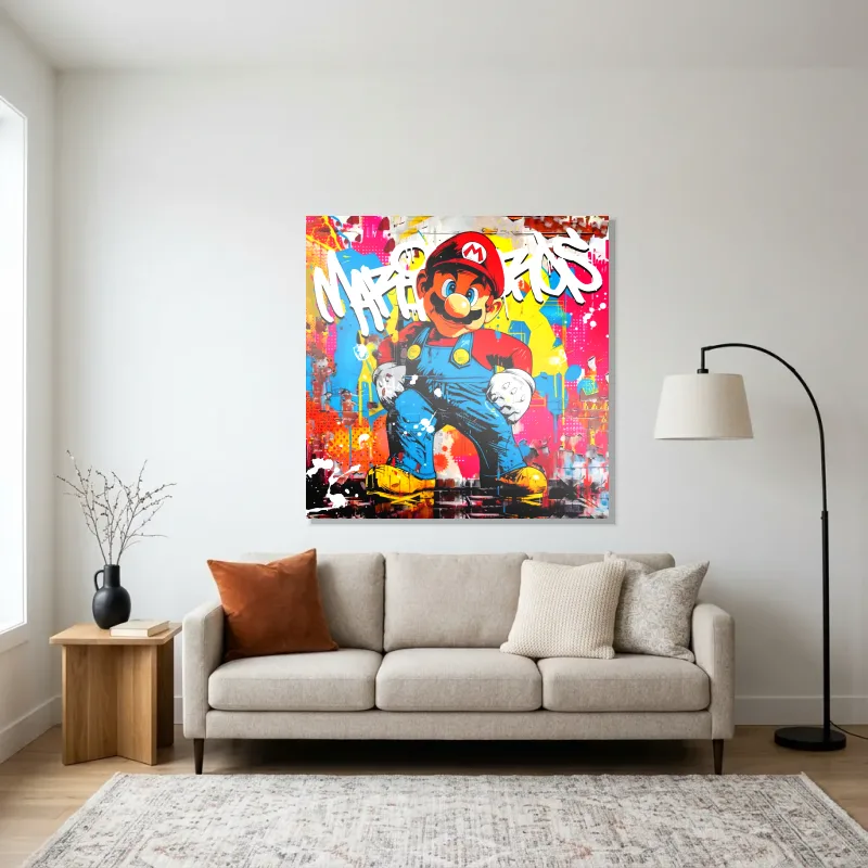 Tableau Mario urbain dynamique – Aluminium Brillant