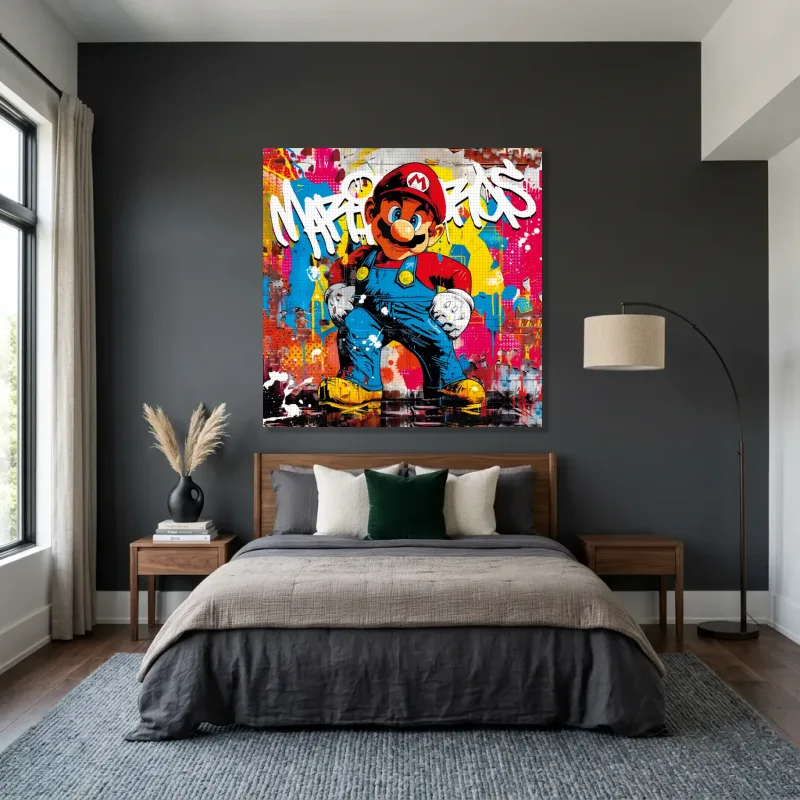 Tableau Mario urbain dynamique – Toile sur châssis