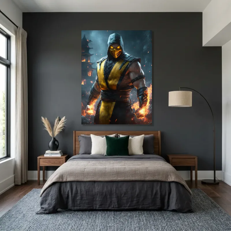 Tableau Mortal Kombat Scorpion ardente – Toile sur châssis