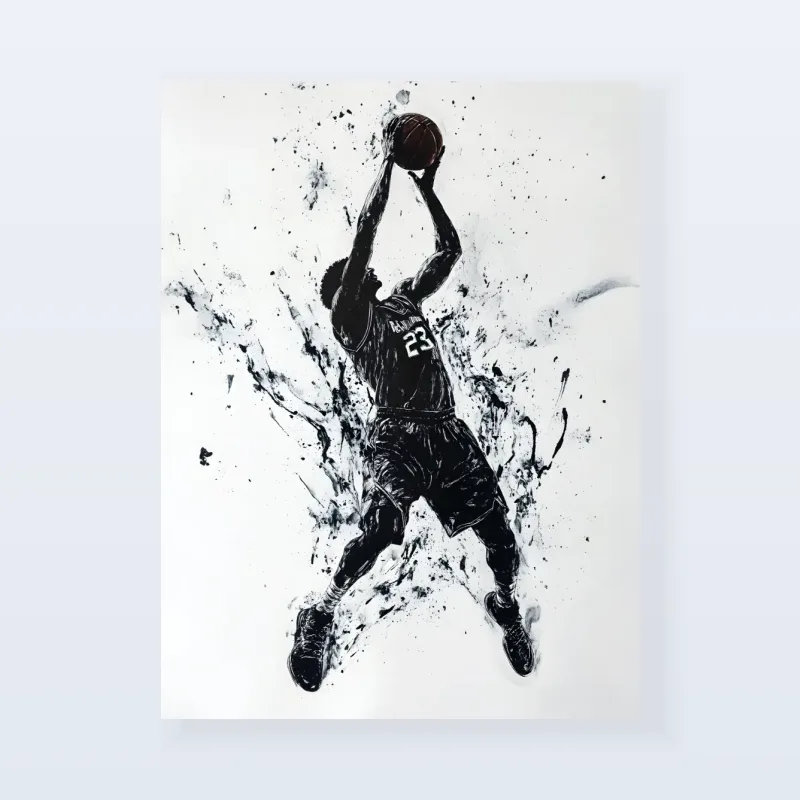 Tableau NBA dunk noir blanc