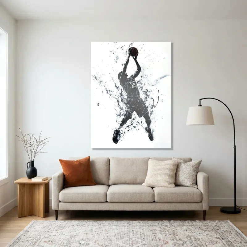 Tableau NBA dunk noir blanc – Aluminium Brillant