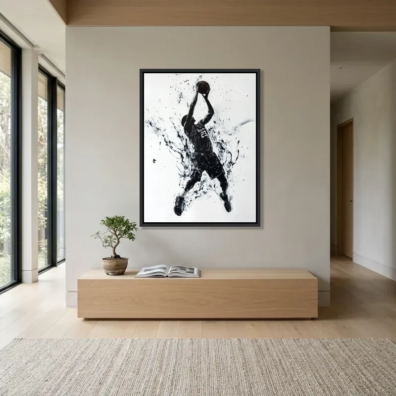 Tableau NBA dunk noir blanc – Cadre Flottant