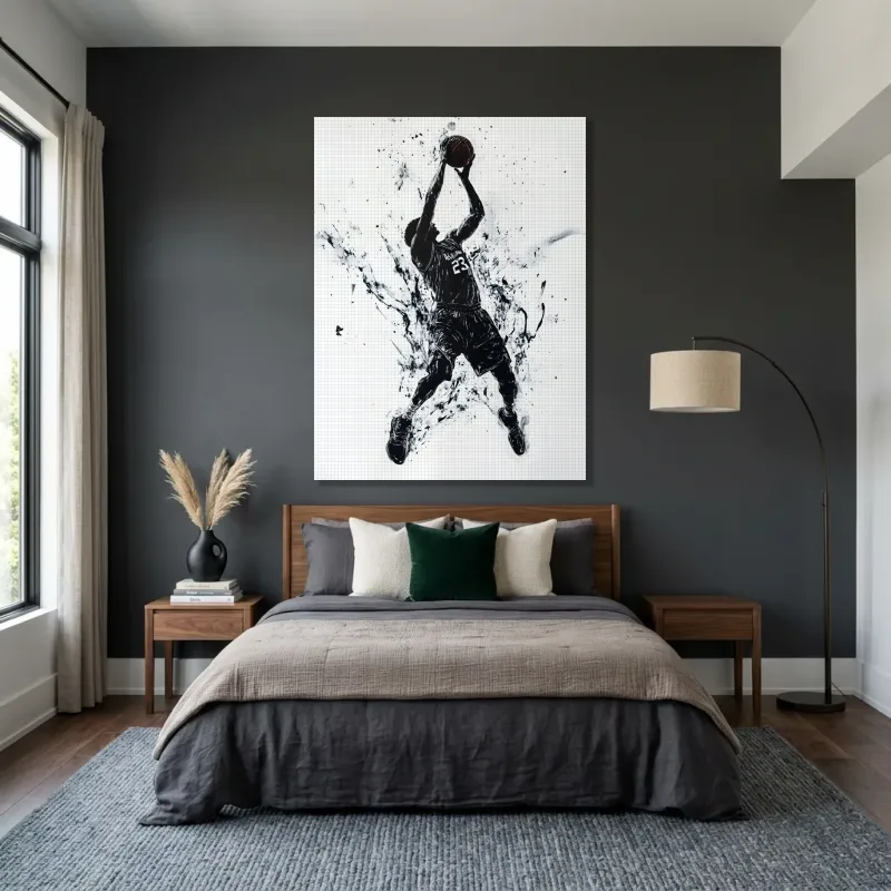 Tableau NBA dunk noir blanc – Toile sur châssis