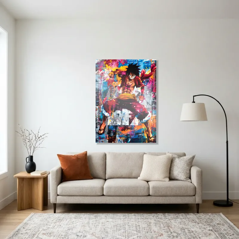 Tableau One Piece Luffy coloré – Aluminium Brillant