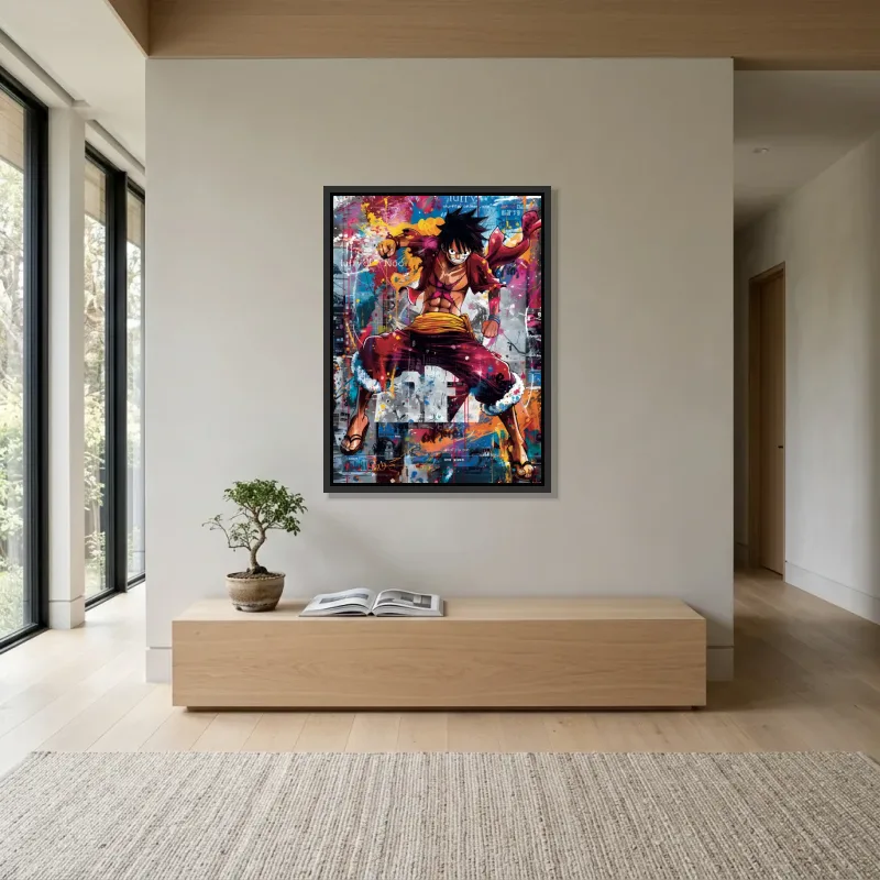 Tableau One Piece Luffy coloré – Cadre Flottant