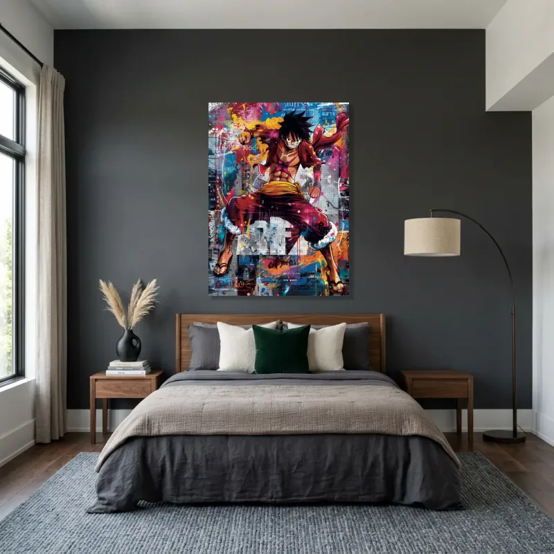 Tableau One Piece Luffy coloré – Toile sur châssis