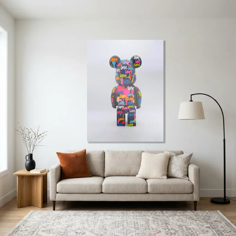 Tableau ours street art – Aluminium Brillant