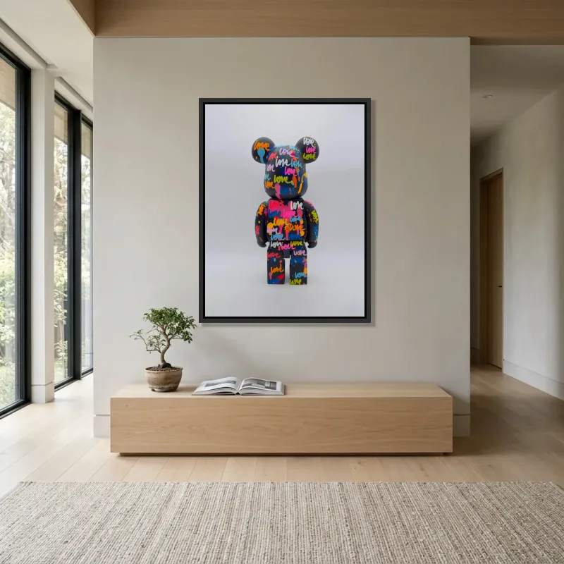 Tableau ours street art – Cadre Flottant