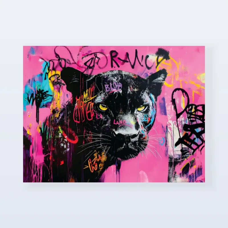 Tableau panthère graffiti