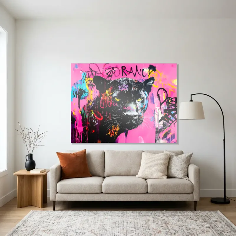 Tableau panthère graffiti – Aluminium Brillant