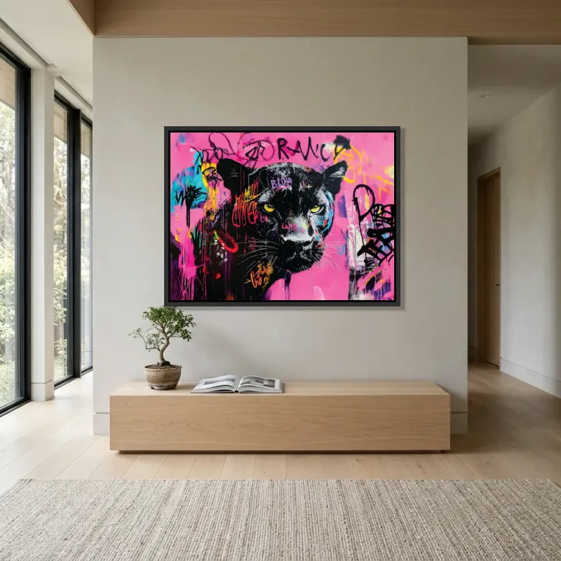 Tableau panthère graffiti – Cadre Flottant