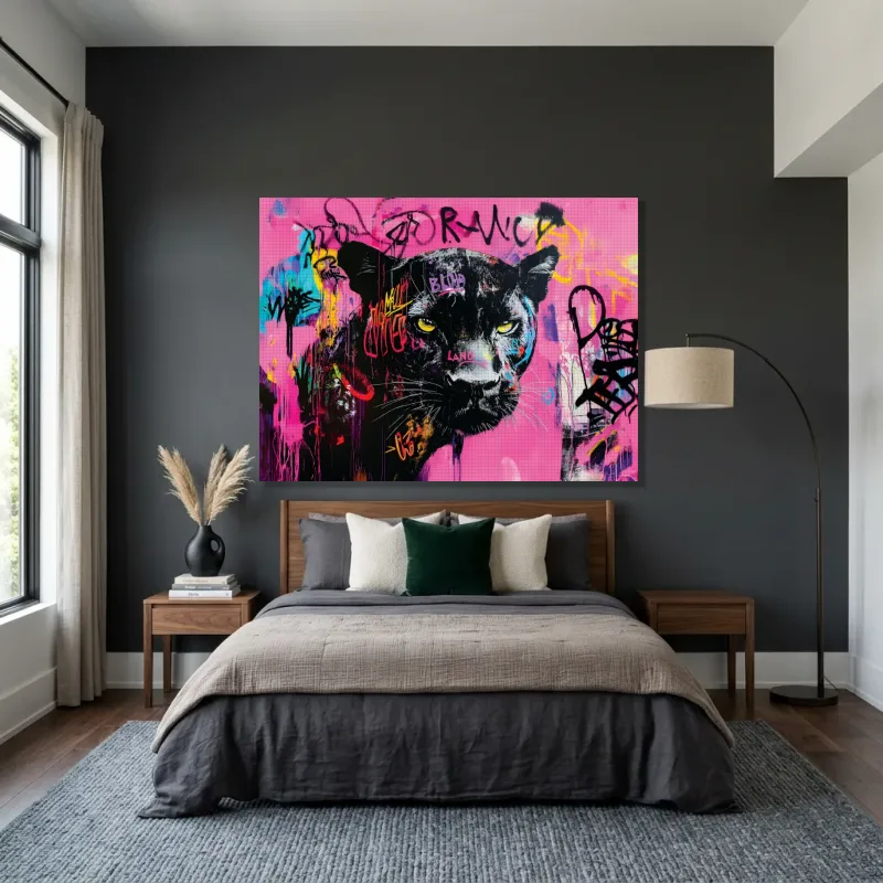 Tableau panthère graffiti – Toile sur châssis