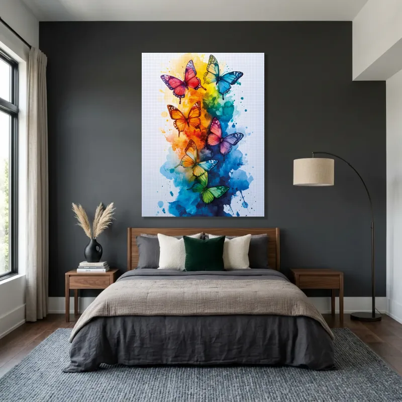 Tableau papillons arc en ciel – Toile sur châssis