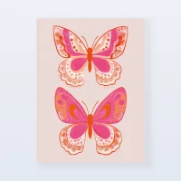 Tableau papillons rose orange