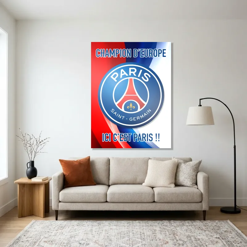 Tableau Paris PSG champion – Aluminium Brillant