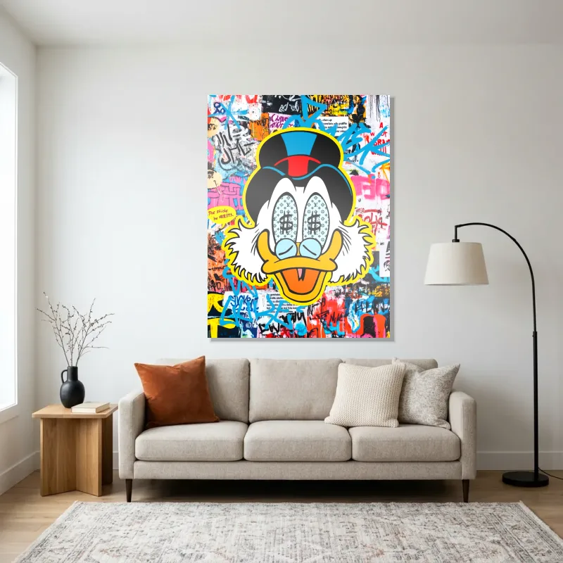 Tableau Picsou art coloré urbain – Aluminium Brillant
