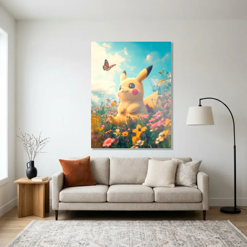 Tableau Pikachu 3D – Aluminium Brillant