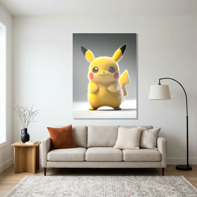 Tableau Pikachu mignon 3D – Aluminium Brillant