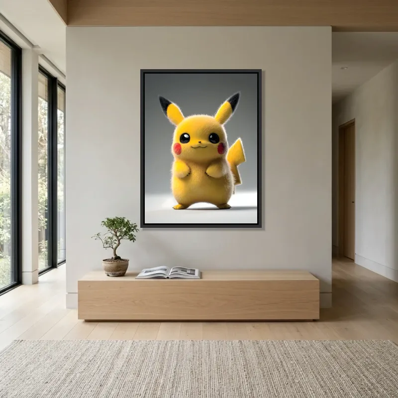Tableau Pikachu mignon 3D – Cadre Flottant