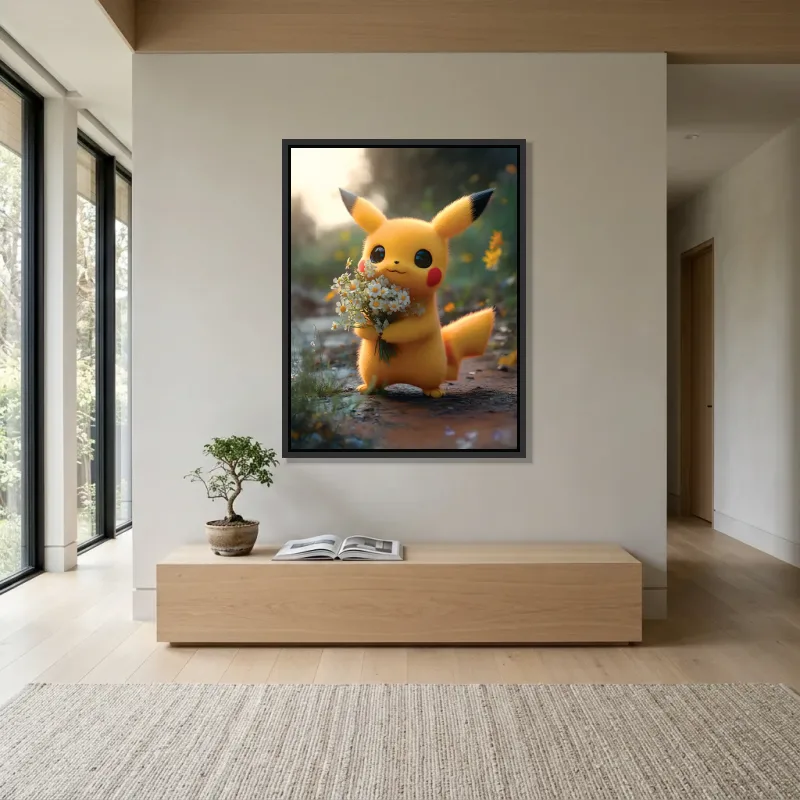 Tableau Pikachu mignon – Cadre Flottant