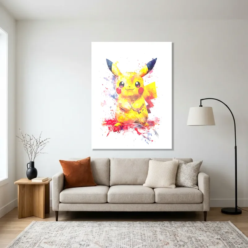 Tableau Pikachu peinture – Aluminium Brillant