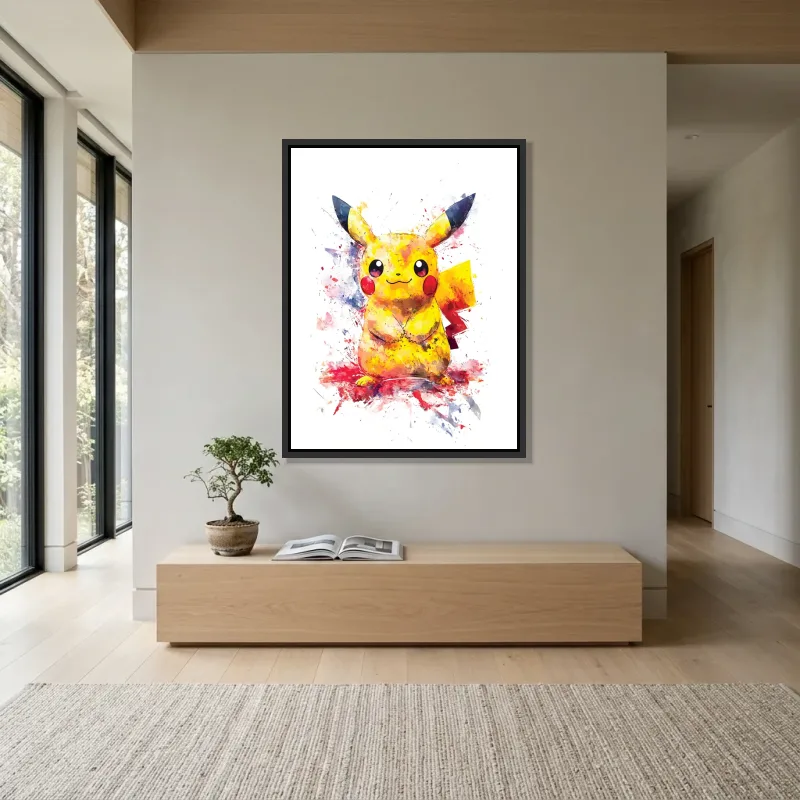 Tableau Pikachu peinture – Cadre Flottant