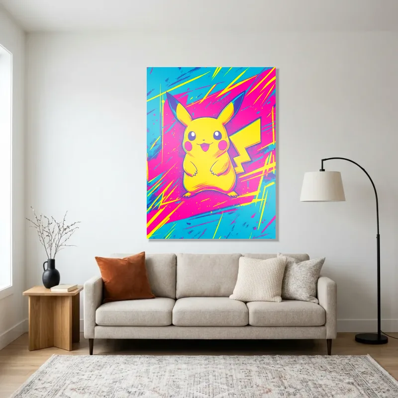 Tableau Pikachu pop art – Aluminium Brillant