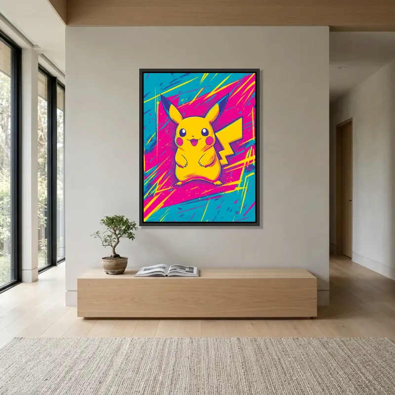 Tableau Pikachu pop art – Cadre Flottant