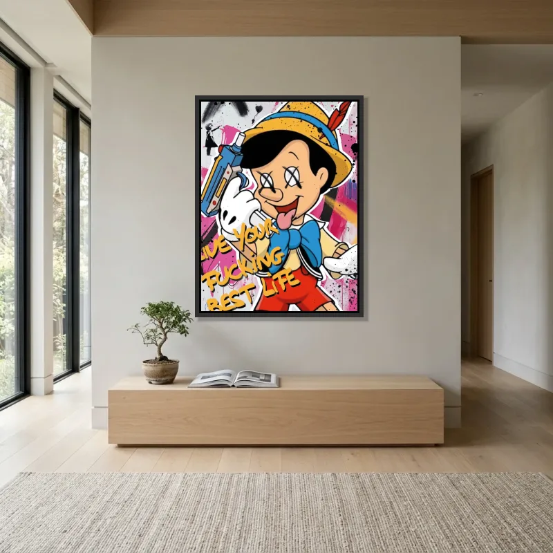 Tableau Pinocchio street art – Cadre Flottant