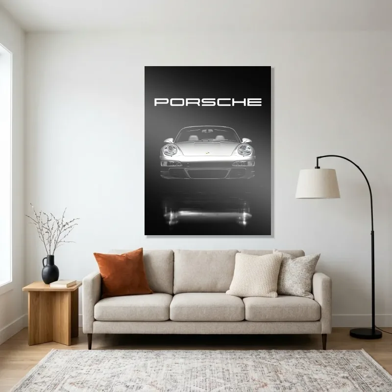 Tableau Porsche 911 Carrera argentée – Aluminium Brillant