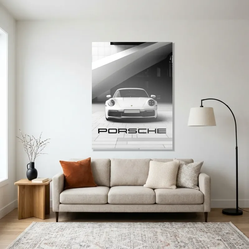 Tableau Porsche 911 Carrera blanche – Aluminium Brillant
