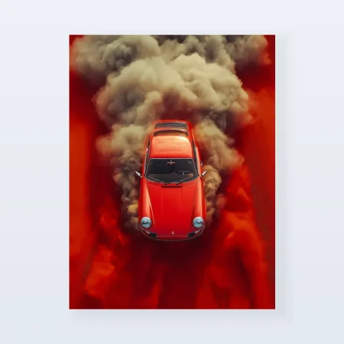 Tableau Porsche action rouge Tableau Porsche action rouge