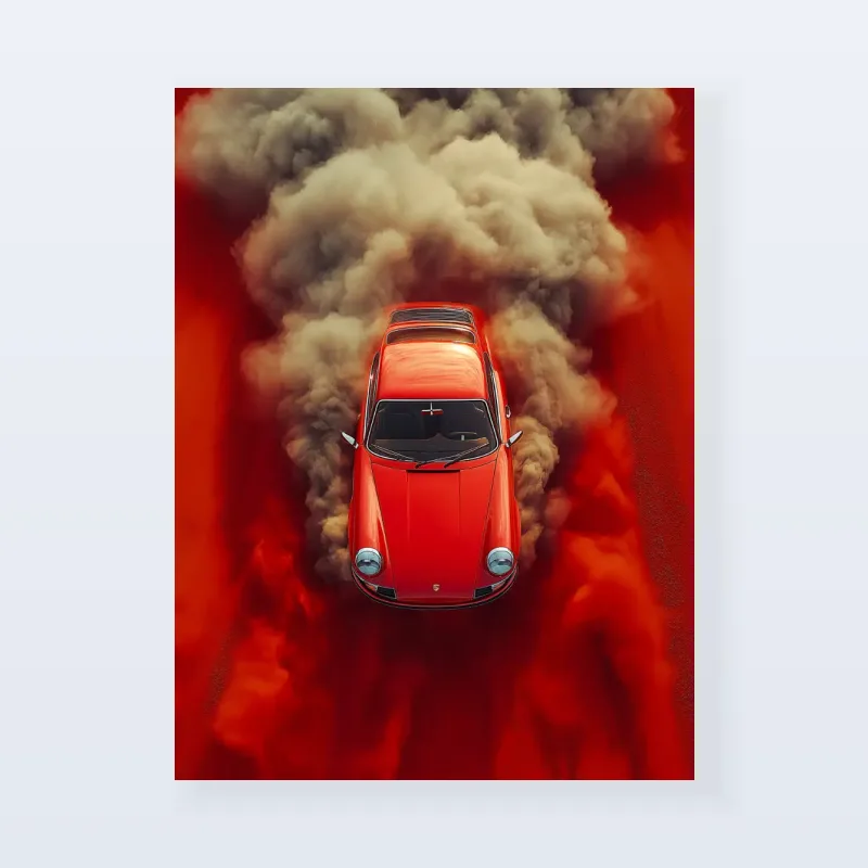 Tableau Porsche action rouge