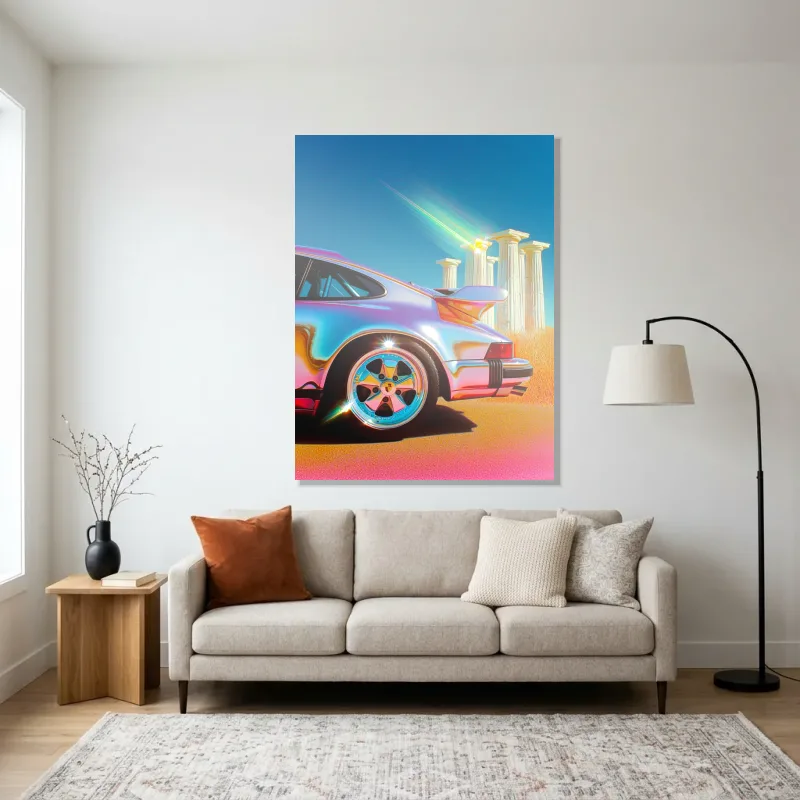 Tableau Porsche chrome temples – Aluminium Brillant