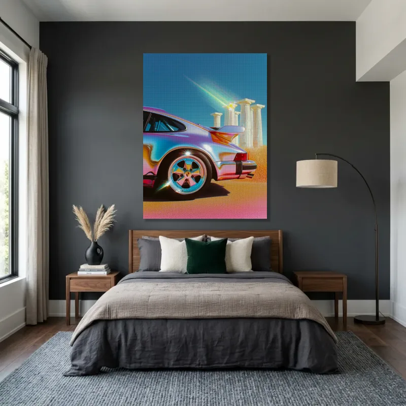 Tableau Porsche chrome temples – Toile sur châssis