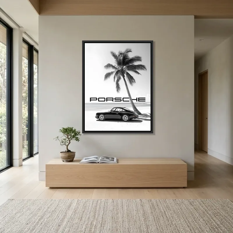 Tableau Porsche plage design – Cadre Flottant
