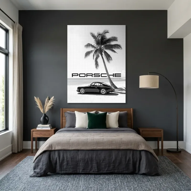 Tableau Porsche plage design – Toile sur châssis