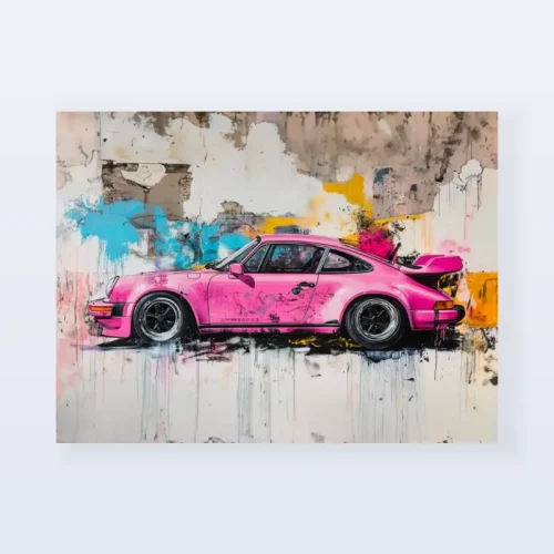 Tableau Porsche rose urbain Tableau Porsche rose urbain