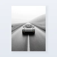 Tableau Porsche route brumeuse Tableau Porsche route brumeuse