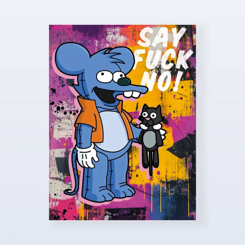Tableau Scratchy Simpson graffiti