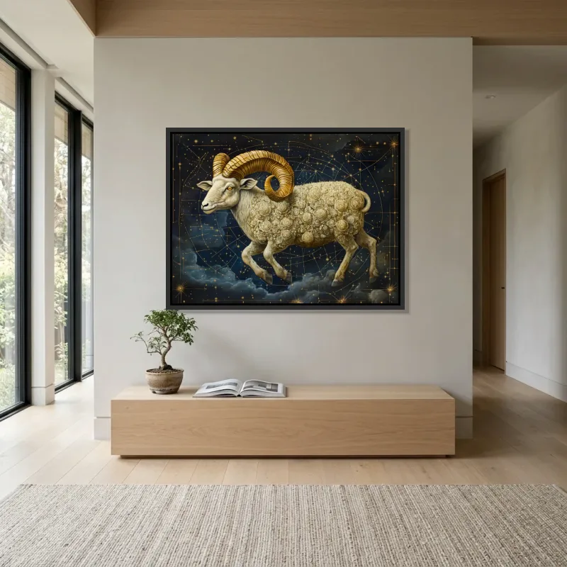 Tableau signe astrologique bélier déco – Cadre Flottant