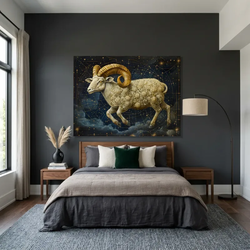 Tableau signe astrologique bélier déco – Toile sur châssis