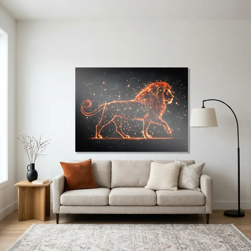 Tableau signe astrologique lion constellation – Aluminium Brillant