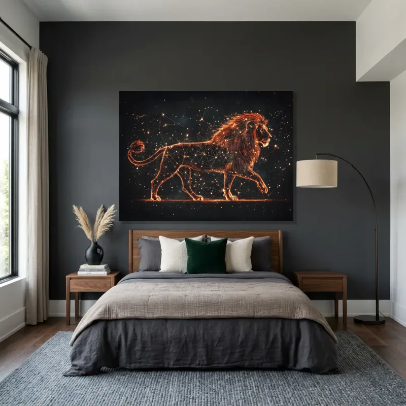 Tableau signe astrologique lion constellation – Toile sur châssis