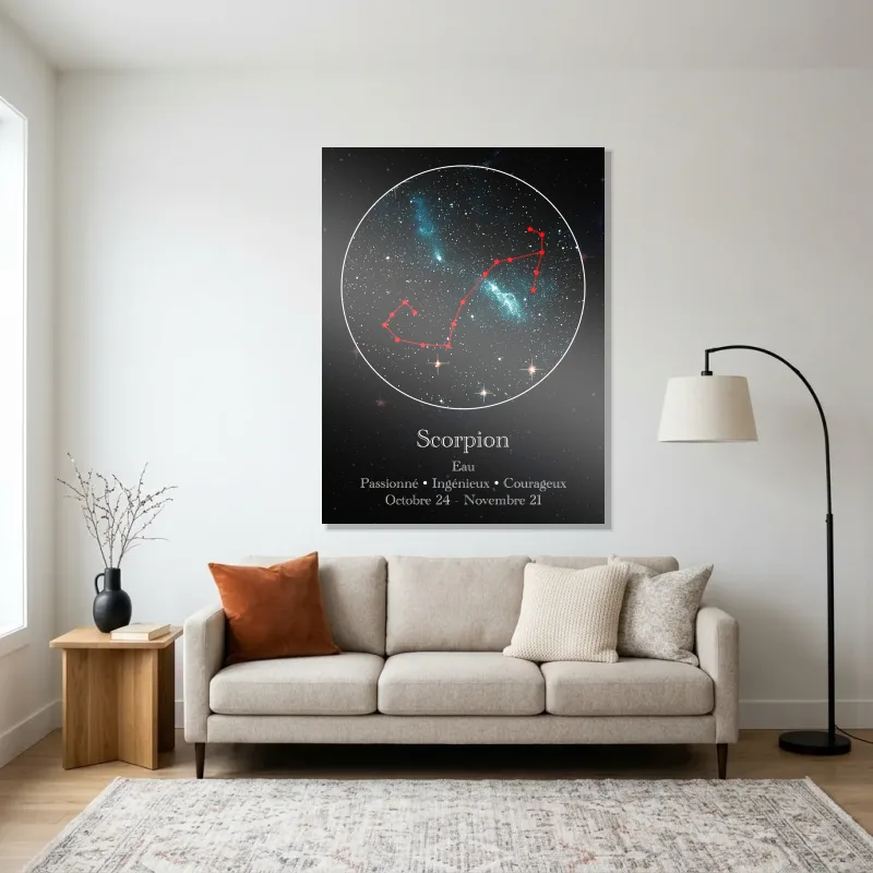 Tableau signe astrologique scorpion constellation – Aluminium Brillant