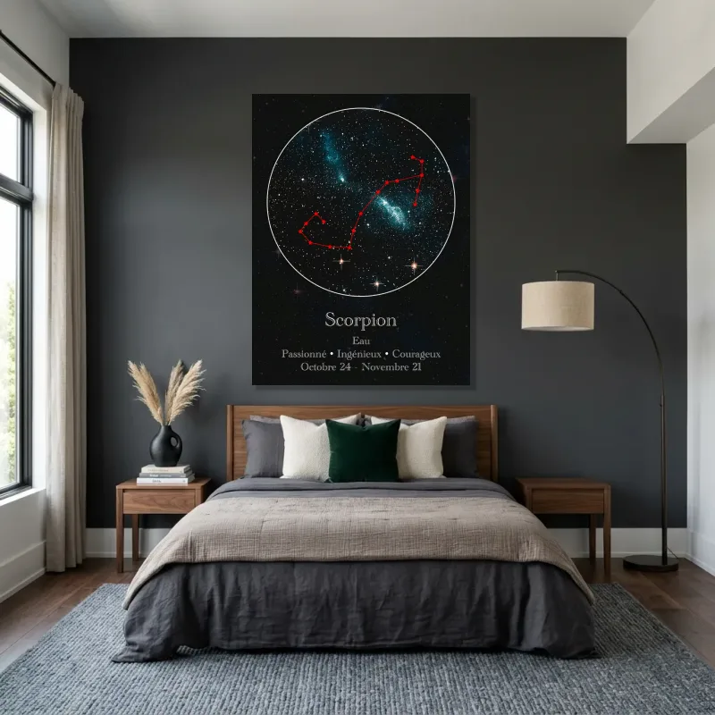 Tableau signe astrologique scorpion constellation – Toile sur châssis