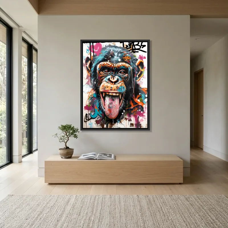 Tableau singe expressif vivant – Cadre Flottant